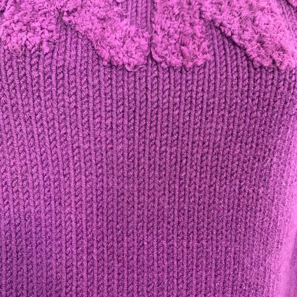 Donna Karen DKNY Purple Chunky Knit Mock Neck Sweater Logo Textured Raised XS - Picture 5 of 16